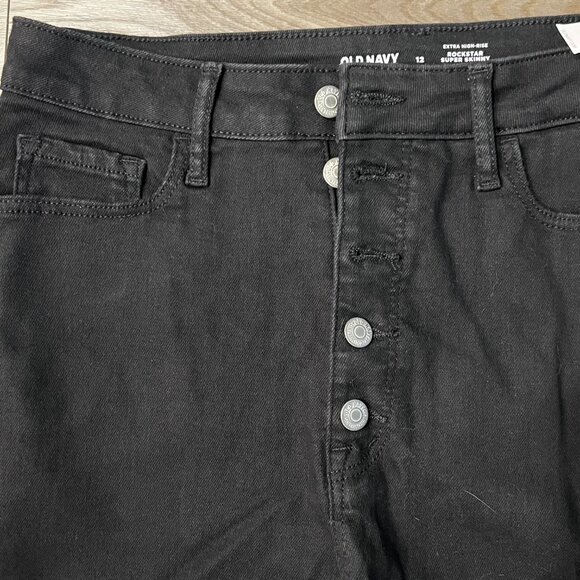 Old Navy High-Waisted Button-Fly Rockstar Super-Skinny Cut-Off Jeans Women's 12 - Picture 2 of 5